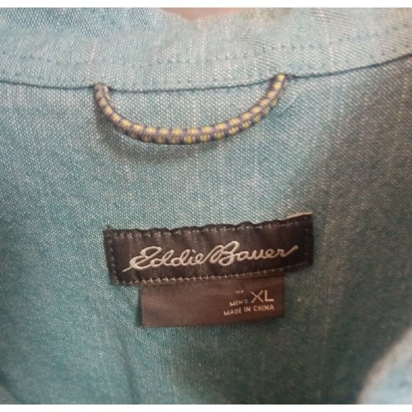 Mens Eddie Bauer Blue Casual Button Shirt Front Pocket Size  XL - Picture 6 of 6